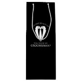 Zwart Trouwpak en Stropdas Groomsman Voorstel Wijn Cadeautas (Voorkant)