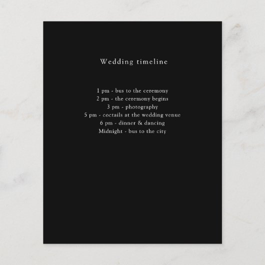 Zwart trouwprogramma details minimalistisch (Achterkant)
