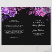 Zwart trouwprogramma gevouwen. Paardenbloemen (Voorkant)