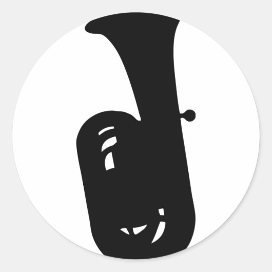 Zwart tuba icoon ronde sticker (Voorkant)