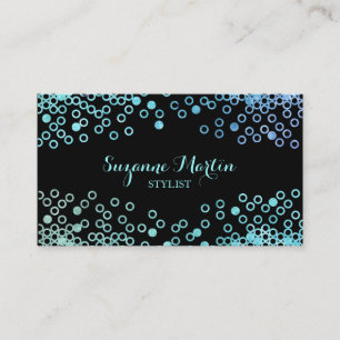 Zwart & Turquoise Aqua Metal Glitter Shiny Stippen Visitekaartje