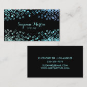Zwart & Turquoise Aqua Metal Glitter Shiny Stippen Visitekaartje (Voorkant / Achterkant)