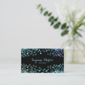 Zwart & Turquoise Aqua Metal Glitter Shiny Stippen Visitekaartje (Staand voorkant)