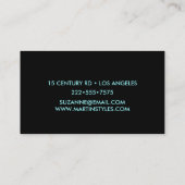 Zwart & Turquoise Aqua Metal Glitter Shiny Stippen Visitekaartje (Achterkant)