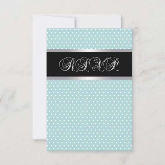 Zwart Turquoise Blau RSVP Kaartje (Voorkant)