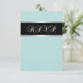 Zwart Turquoise Blau RSVP Kaartje (Staand voorkant)
