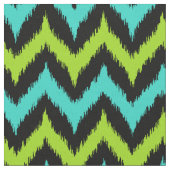 Zwart, Turquoise en groen Zigzag Ikat Pattern Stof (Close Up)