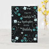 Zwart Turquoise stiefdochter Verjaardag Kaart (Gele Bloem)