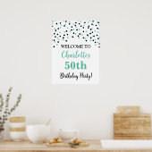Zwart Turquoise Verjaardagsfeestje Custom 18x24 Poster (Keuken)