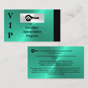 Zwart & Turquoise VIP Klantwaardering Visitekaartje