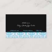 Zwart turquoise wit damast interieur visitekaartje (Achterkant)