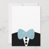 Zwart Tuxedo Blauw Glitter Bow Stropdas Baby Jonge Kaart (Achterkant)