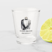 Zwart Tuxedo Bruiloft Partij Groomsman Gift Shot Glas (Voorkant)