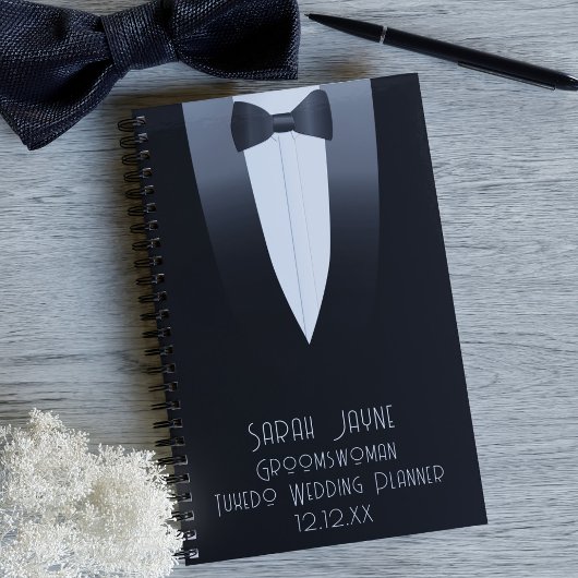 Zwart Tuxedo Groomswoman 1920s Bruiloft Planner