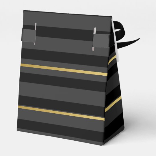 Zwart Tuxedo Houtskool Grijs Brede Streep Goud For Bedankdoosjes (Achterkant)