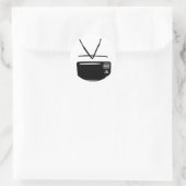 Zwart tv-pictogram ronde sticker (Tas)