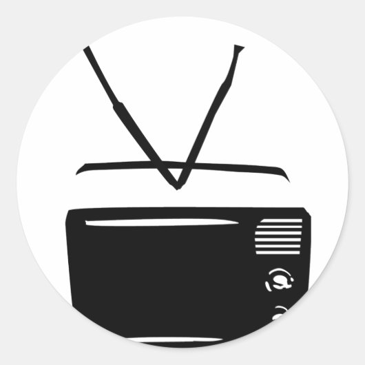 Zwart tv-pictogram ronde sticker (Voorkant)