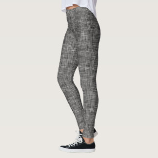 Zwart Tweed Linen Patroon Leggings