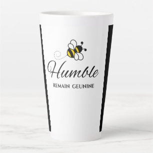 ZWART TWEETONIG BLIJF BIJ HUMBLE WIT KERAMIEK LATTE MOK