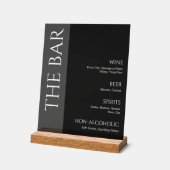 Zwart Tweetonige bruiloft Bar Menu Acryl Bord (Hoek)