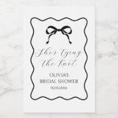 Zwart Tying The Knot Vrijgezellenfeest Bow Champag Wijn Etiket (Enkel label)