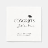 Zwart Typografie Congrats Modern Afstuderen Servet (Voorkant)
