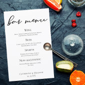 Zwart Typografie Elegant Formal Wedding Bar Menu