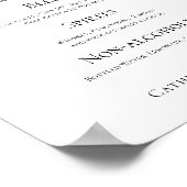 Zwart Typografie Elegant Formal Wedding Bar Menu Poster (Hoek)