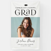 Zwart Typografie Moderne foto Graduation Party Spandoek (Verticaal)