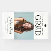 Zwart Typografie Moderne foto Graduation Party Spandoek (Horizontaal)