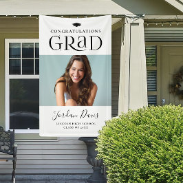 Zwart Typografie Moderne foto Graduation Party Spandoek