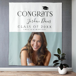 Zwart Typografie Moderne foto Graduation Party Wandkleed