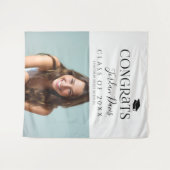 Zwart Typografie Moderne foto Graduation Party Wandkleed (Voorkant (horizontaal))