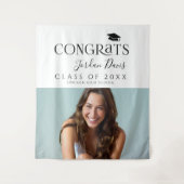 Zwart Typografie Moderne foto Graduation Party Wandkleed (Voorkant)