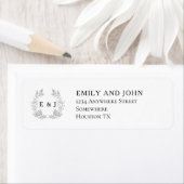 Zwart Typografie/Monogram Initialen Retouradres Etiket (Insitu)