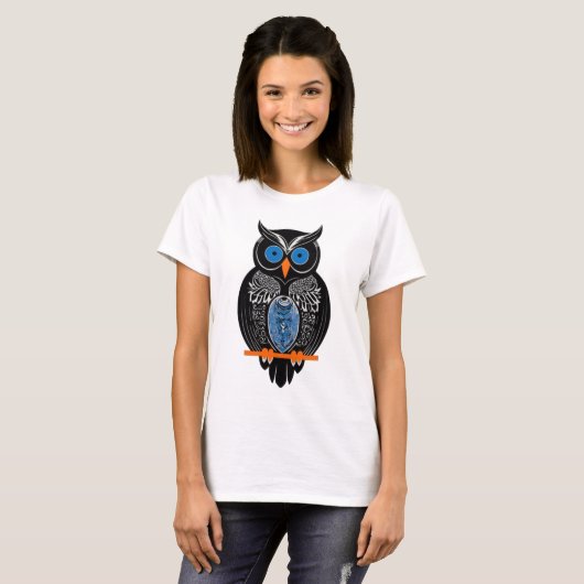 Zwart Uil T-shirt (Voorkant volledig)