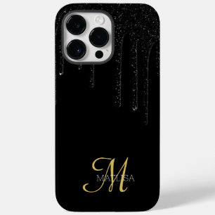 Zwart uitstrijken glitter-monogram - Aangepast scr Case-Mate iPhone 14 Pro Max Hoesje
