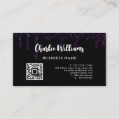 Zwart uitstrijken Glitter QR-code Voeg je eigen Af Visitekaartje (Achterkant)