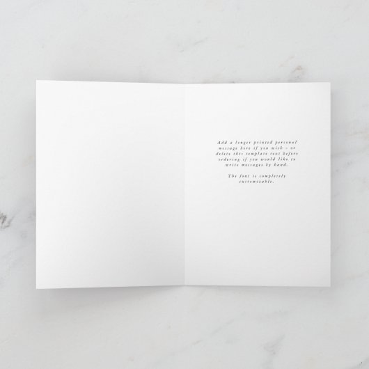 Zwart ultra-minimaal enkelvoudig fotohuwelijk bedankkaart (Binnen)