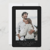 Zwart ultra-minimaal opslaan Datum fotokaart Save The Date (Voorkant)