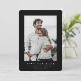 Zwart ultra-minimaal opslaan Datum fotokaart Save The Date