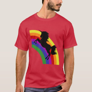 Zwart unicorette regenboogschicht donker Shirt