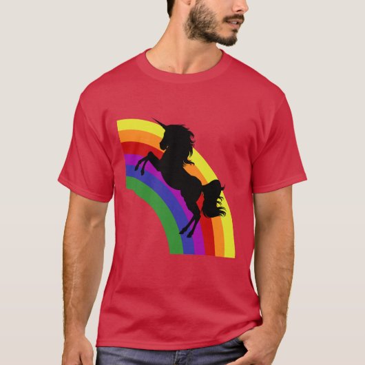 Zwart unicorette regenboogschicht donker Shirt (Voorkant)