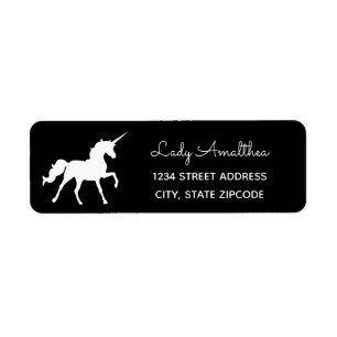 Zwart Unicorn-adres Etiket