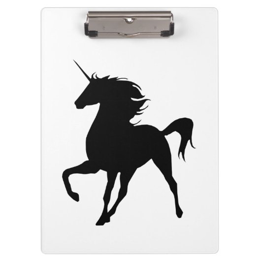 Zwart Unicorn Silhouette-klembord Klembord (Voorkant)