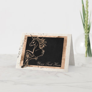 Zwart Unicorn-Wenskaart Kaart