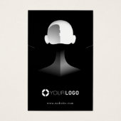 zwart uniek portret aangepast logo oorscherm visitekaartje (Voorkant)