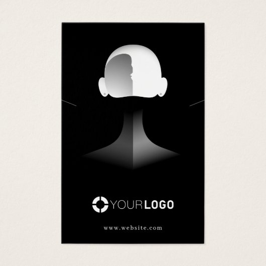 zwart uniek portret aangepast logo oorscherm visitekaartje (Voorkant)
