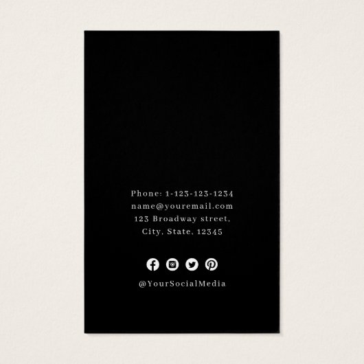 zwart uniek portret aangepast logo oorscherm visitekaartje (Achterkant)