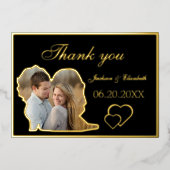 Zwart Unieke Moderne Foto Trouwen Dank u kaart (Voorkant)